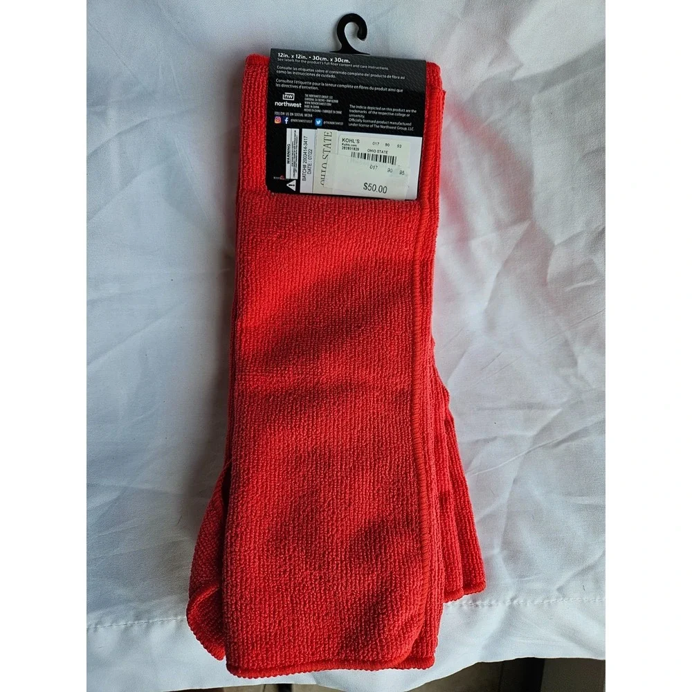 Ohio State Buckeyes Wash Cloth One Size Red NCAA Cotton Northwest Company NWT